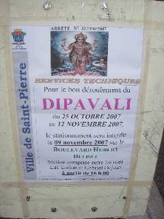 Affiche Dipavali 2007 à St-Pierre