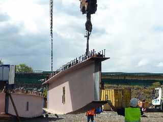 Chantier du pont sur la Rivire St-Etienne - 12 juillet 2012 - Pose d'une pice de pont