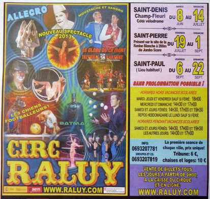 Cirque Raluy à St-Pierre - 19 juillet au 1er septembre 2013