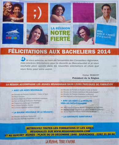 juillet 2014 - Félicitations aux lauréats des examens - Ile de la Réunion