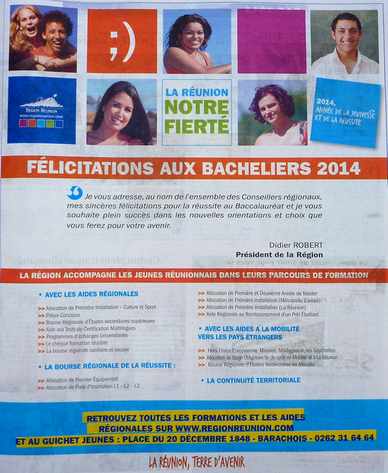 juillet 2014 - Flicitations aux laurats des examens - Ile de la Runion