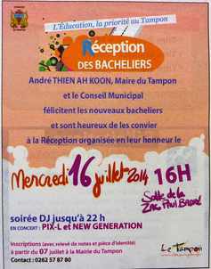 juillet 2014 - Flicitations aux laurats des examens - Ile de la Runion