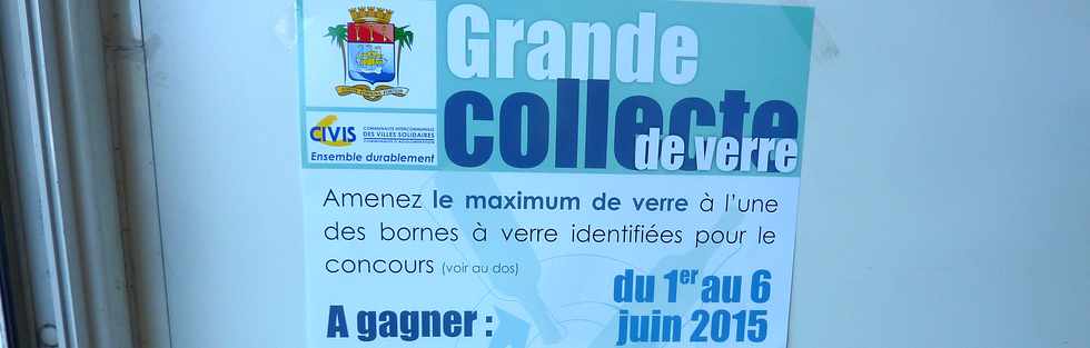 29 mai 2015 - St-Pierre - CIVIS - Grande collecte de verre du 1er au 6 juin 2015