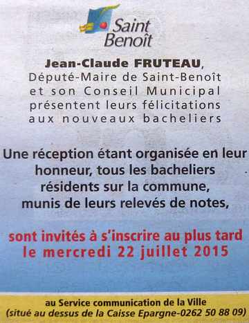 8 juillet 2015 - Bac 2015 - St-Benoit