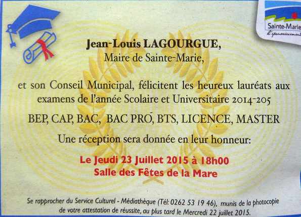 8 juillet 2015 - Bac 2015 - Ste-Marie