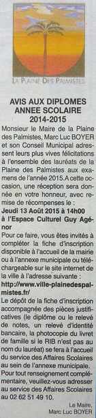 9 juillet 2015 - Bac 2015 - Plaine des Palmistes