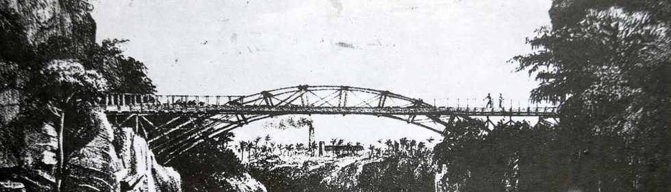 Litho d'Antoine Roussin - Pont Syphon sur la rivière d'Abord - Canal St-Etienne - 1860