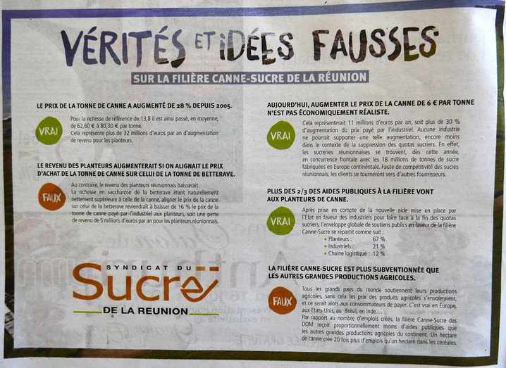 6 juillet 2017 - Presse locale - Vrits et ides fausses - Syndicat du sucre de la Runion