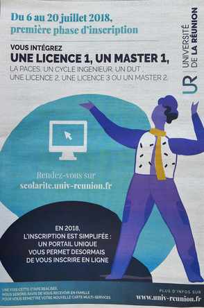 7 juillet 2018 - Presse locale Ile de la Runion - Encart inscriptions  la Fac-