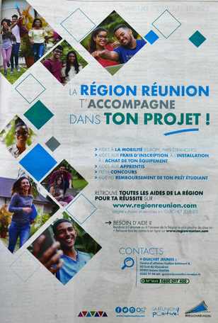 7 juillet 2018 - Presse locale Ile de la Réunion - Encart de félicitations aux lauréats du Bac - Conseil Régional