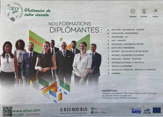 7 juillet 2018 - Presse locale Ile de la Runion - Encart AFPAR formations-