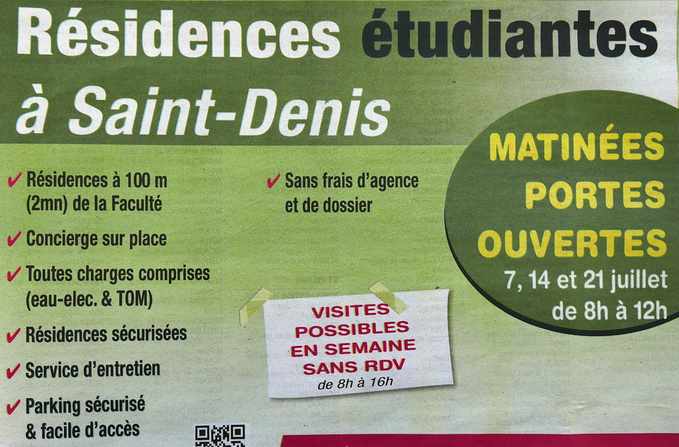 7 juillet 2018 - Presse locale Ile de la Réunion - Encart résidences étudiantes -