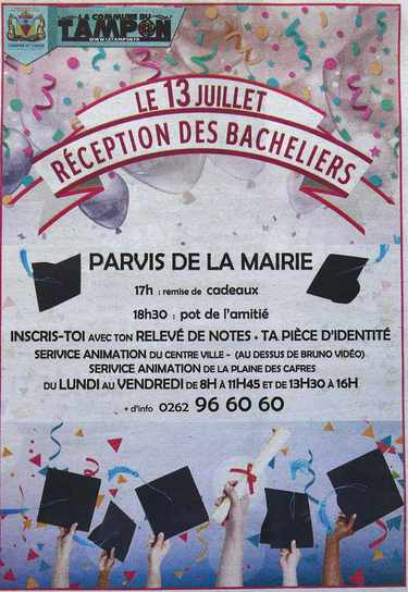7 juillet 2018 - Presse locale Ile de la Réunion - Encart de félicitations aux lauréats du Bac - Le Tampon