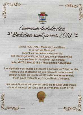 7 juillet 2018 - Presse locale Ile de la Réunion - Cadeaux aux bacheliers St-Pierre