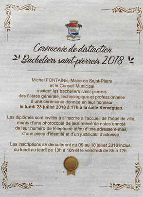 7 juillet 2018 - Presse locale Ile de la Runion - Cadeaux aux bacheliers St-Pierre