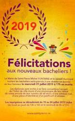 6 juillet 2019 - Félicitations des maires aux nouveaux bacheliers - St-Pierre