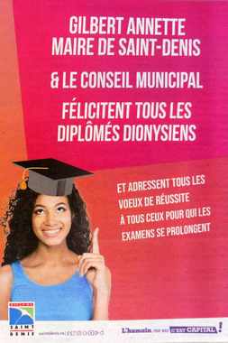 7 juillet 2019 - Presse locale de la Réunion - Encart de félicitations aux nouveaux bacheliers - Mairie de St-Denis