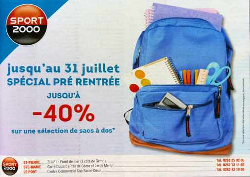 7 juillet 2019 - Presse locale de la Runion - Encart pour les nouveaux bacheliers -  Pub Sport 2000