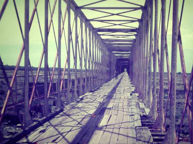 1972 - Pont du chemin de fer dont les piles seront dtruites lors du passage du cyclone Gamde  - 25 fvrier 2007