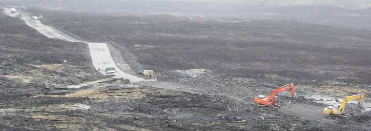 Construction de la route des laves