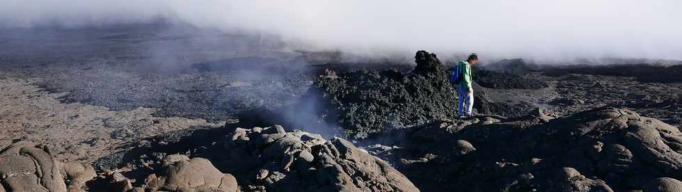 15 aot 2018 - Massif du Piton de la Fournaise - Enclos Fouqu -  Vue sur la coule du 13 juillet 2018