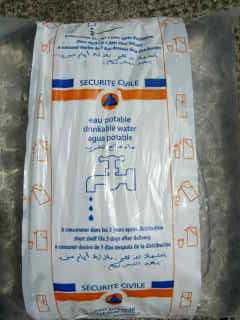 Sachet d'eau potable (Scurit civile)