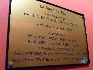 Saga du Rhum, plaque d'inauguration