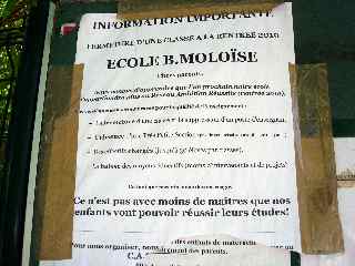 Fermeture d'une classe à l'école Benjamin-Moloïse de Pierrefonds à la rentrée 2010 - Protestations des parents