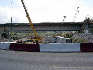Chantier de la construction du pont sur la rivière St-Etienne