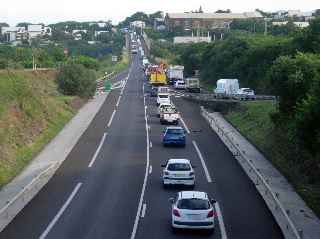 Dviation nord, embouteillage du matin vers Saint-Pierre