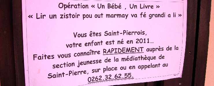 Médiathèque de St-Pierre - Opération Un bébé, un livre - octobre 2011