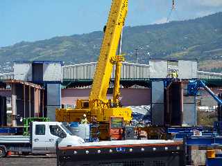 Chantier de la construction du pont sur la rivire St-Etienne -