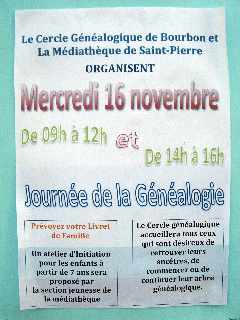 Médiathèque de St-Pierre - Journée de la généalogie 2011