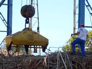 Casernes - St-Pierre - Dchargement d'une remorque charge de cannes