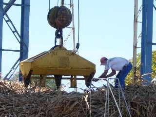 Casernes - St-Pierre - Dchargement d'une remorque charge de cannes