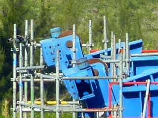 Chantier du pont sur la Rivire St-Etienne - Pile P3 et chaises  galets