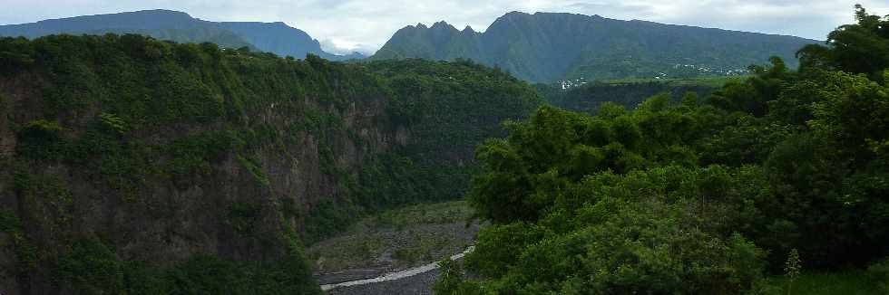 Vue vers les Hauts depuis le pont sur le Bras de la Plaine