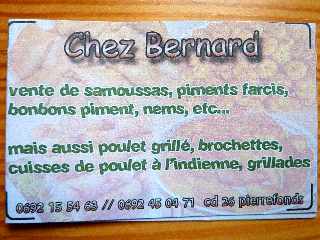 Samoussa, Poulets grills ... - Chez Bernard CD26 - Pierrefonds