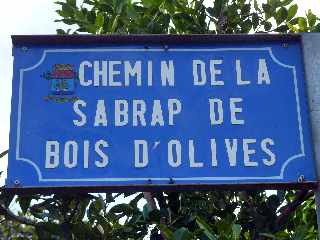 Plaque Chemin de la SABRAP Bois d'Olives