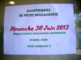 30 juin 2013 - Anniversaire de la boulangerie  Dlices du Paradis