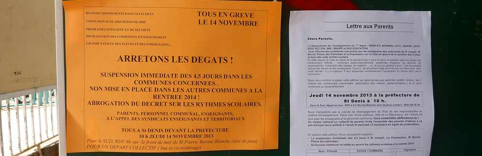 14 nov 2013 - Grève dans les écoles contre les rythmes scolaires - Ile de la Réunion