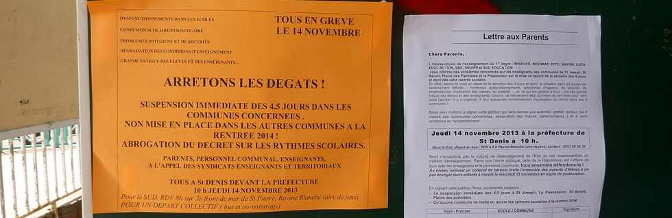 14 nov 2013 - Grve dans les coles contre les rythmes scolaires - Ile de la Runion