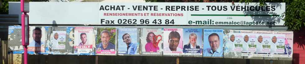 19 mars 2014 - St-Pierre - Panneaux électoraux à Bassin Plat