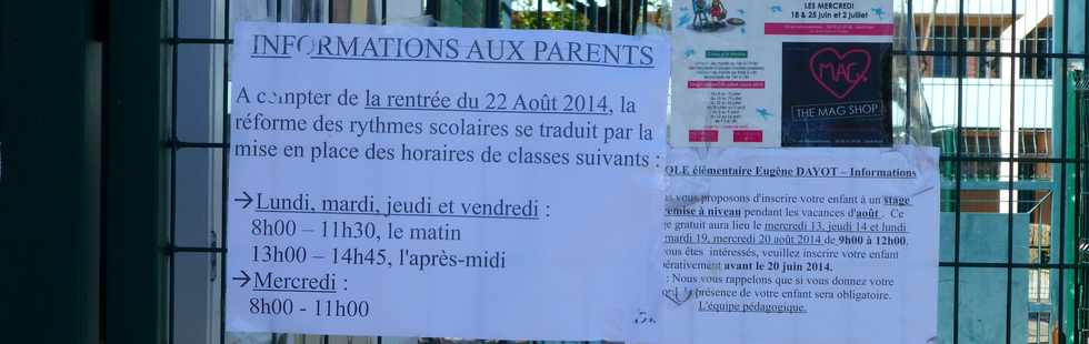 4 juillet 2014 - St-Paul - Organisation de la semaine scolaire