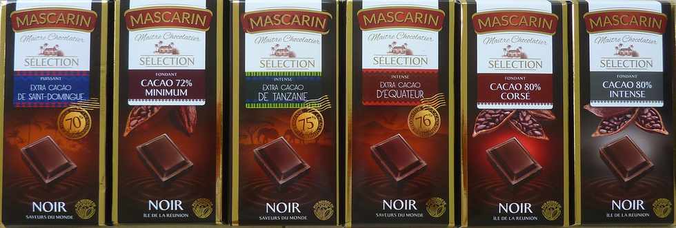 Plaques de chocolats noirs Mascarin - Ile de la Réunion - Juin 2015
