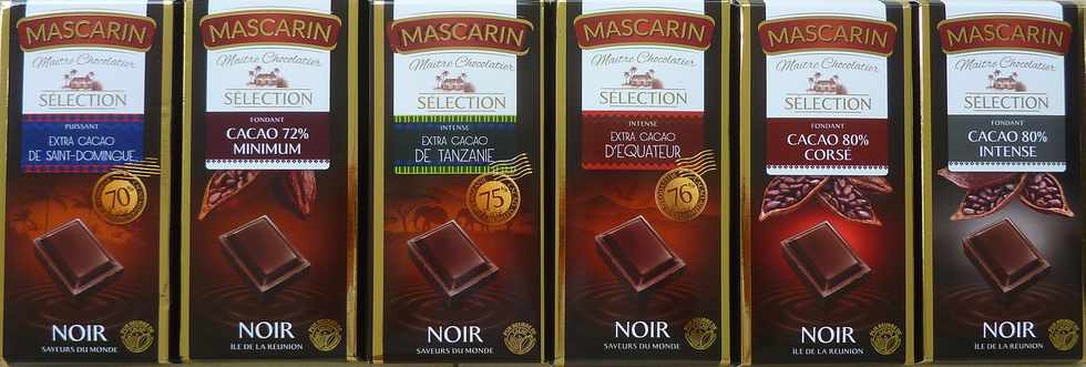 Plaques de chocolats noirs Mascarin - Ile de la Runion - Juin 2015