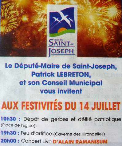 Fête 14 juillet 2015 - Ville de St-Joseph