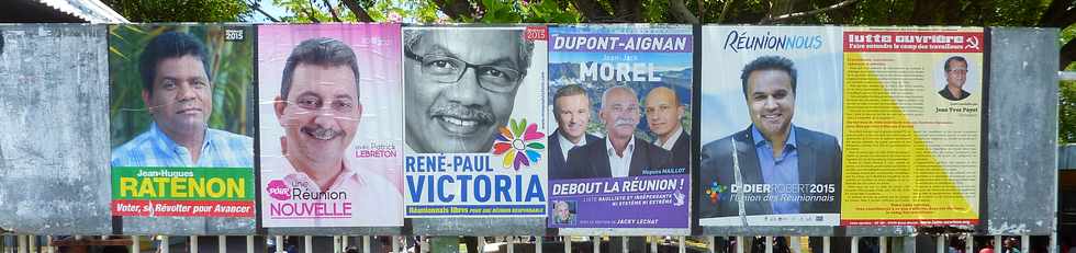 1er dcembre 2015 - St-Pierre - Affiches candidats lection rgionales ile de la Runion