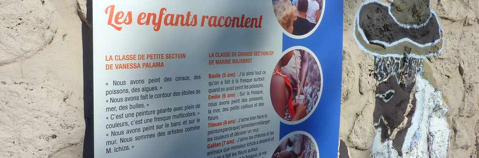 29 mai 2016 - St-Pierre - Alon dessine nout'kartyé - Terre Sainte les Hauts - Fresque Henri Ichiza et enfants de l'école de Bassin Plat -