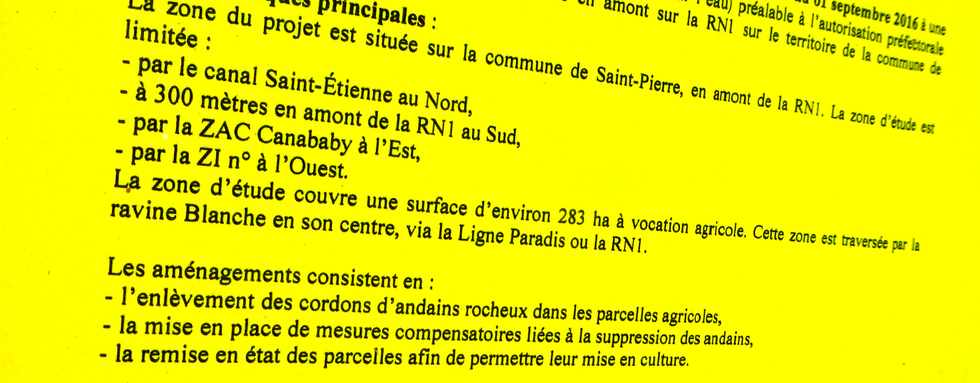 9 septembre 2016 - St-Pierre - Ligne Paradis - Avis enquête publique enlèvement des andains